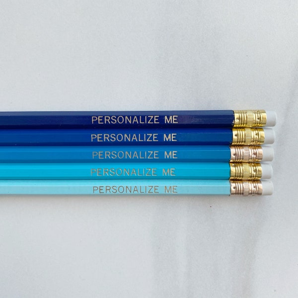 Bleu ombré | Crayons personnalisés personnalisés | Saint-Valentin | Cadeau personnalisé d’enseignement à domicile pour enseignant et étudiant