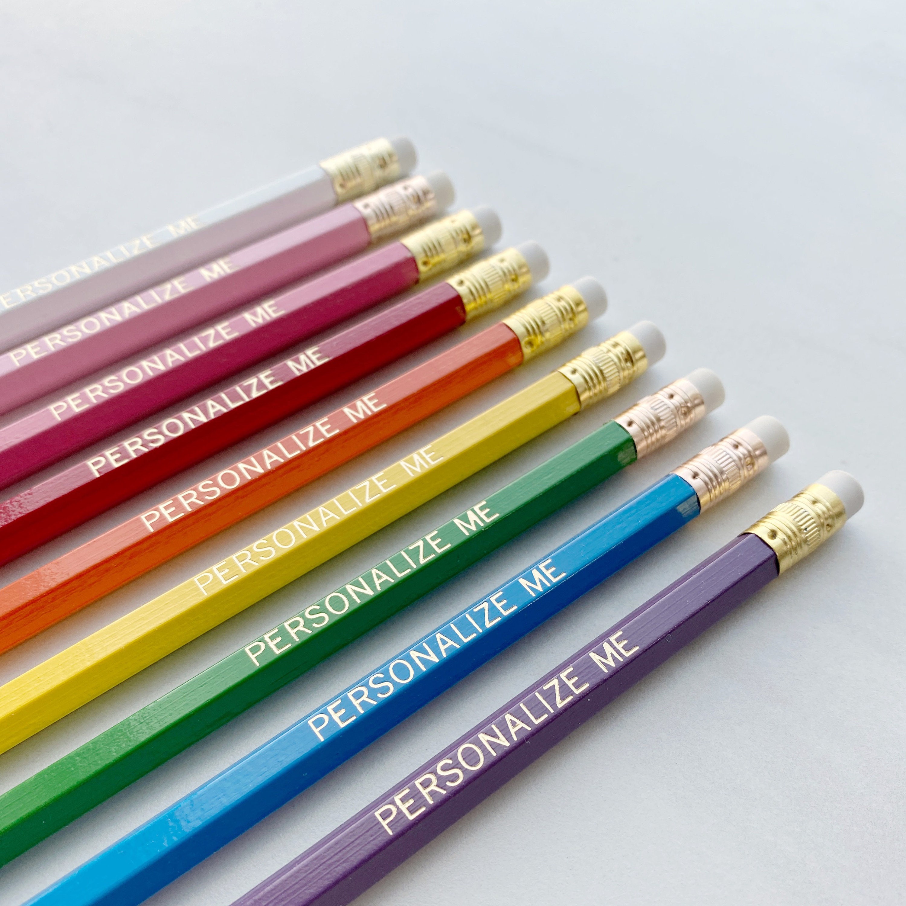 Rainbow 9 Custom Personalized Pencils Teachers Kids Etsy
