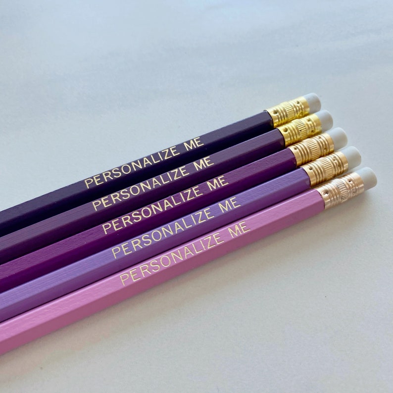 Purple Hues Custom Personalized Pencils Valentines Personalized Teacher Student Homeschooling Gift image 2