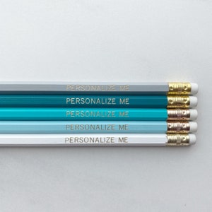 Personalized Pencils Gold Foil TEAL/TURQUOISE Engraved Custom For Kids, Teacher, Classroom
