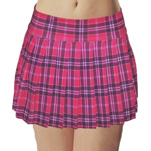Hot pink plaid pleated skirt store