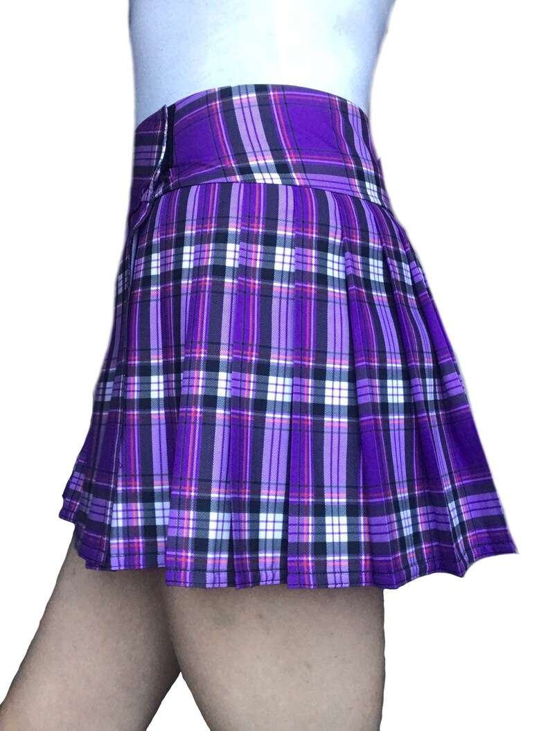 Junior to Plus Size Purple Schoolgirl Plaid Pleated Mini Skirt Etsy UK