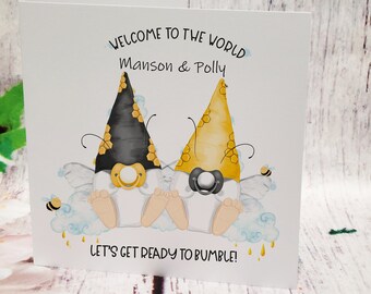 Personalised Welcome To The World Twin Baby's Card 6x6