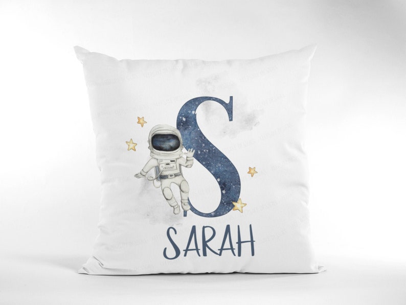 Children/'s Space Gift Alphabet Astronaut Pillow Personalised Space Girl Cushion