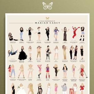 Mariah Carey Illustrated Poster / MC30 Pop Art Wall Art, Girl Power Gift, Minimalist Fashion Art Print Lambily Mariah Fan Gift image 1