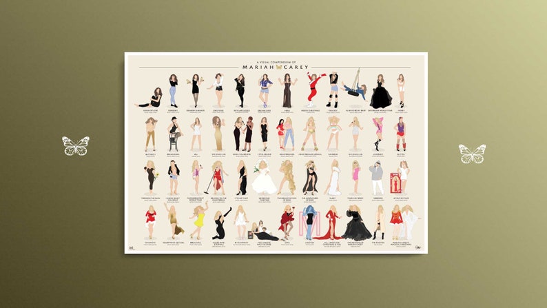 Mariah Carey Illustrated Poster / MC30 Pop Art Wall Art, Girl Power Gift, Minimalist Fashion Art Print Lambily Mariah Fan Gift image 2
