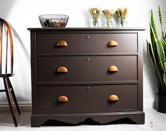 Refurbished Pine Chest of Drawers: Solid Wood Antique Bedroom Storage