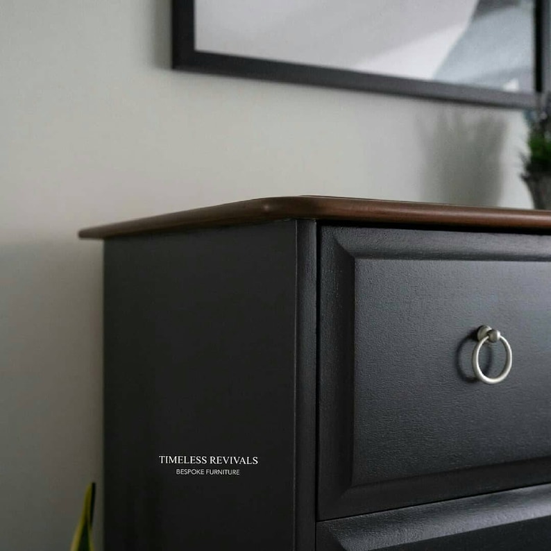 Vintage Dark Grey Chest of Drawers vintage Tallboy Drawers Etsy UK