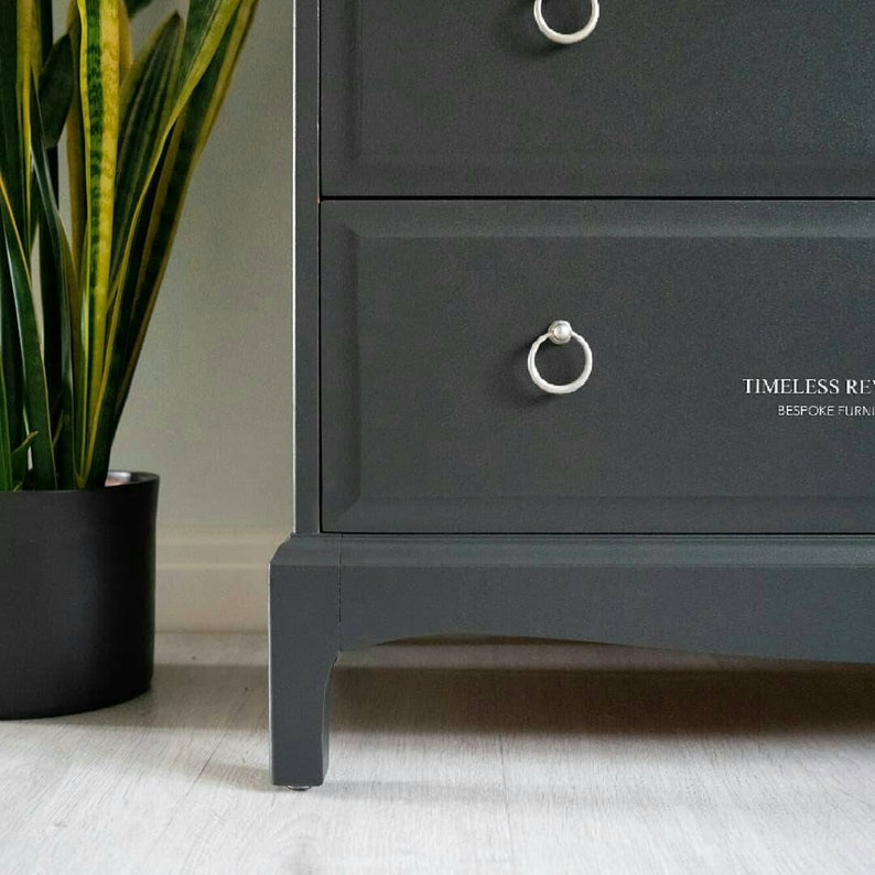 Vintage Dark Grey Chest of Drawers vintage Tallboy Drawers Etsy UK