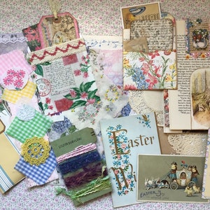 Paquete de adornos y material efímero para diario basura de primavera y Pascua