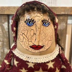 Primitive Patriotic Cloth Art Doll: Americana Country Decor