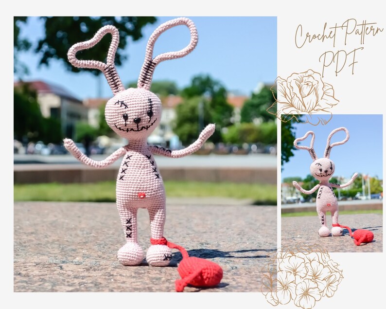 Crochet pattern: Voodoo bunny in love toy PDF Language English image 2