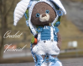 Crochet pattern: Doll Clothes set PDF Outfit Bunny for Little Animal, Language - English, Deutsch, Français, Nederlands, Español