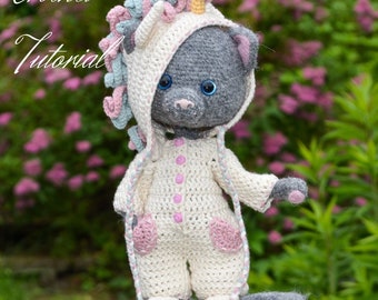 Crochet pattern: Doll Clothes set PDF Outfit Little Unicorn for Little Animal, Language -  English, Deutsch, Français, Nederlands, Español