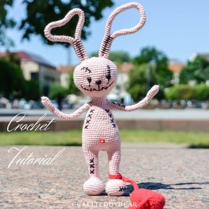 Crochet pattern: Voodoo bunny in love toy PDF Language English image 1