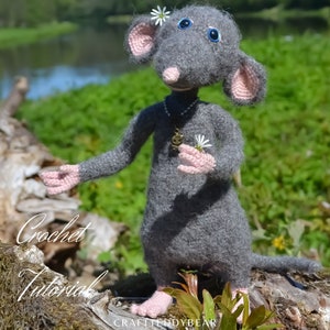 Crochet Pattern: Macaroni The Rat toy PDF Language - English, Deutsch, Français, Nederlands, Español