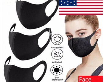 Black Breathable Face Mask. Washable. Ships Fast Within 24 Hours From Arizona.