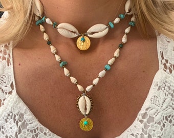 shell necklace, natural sea shell Jewelry, Greek island shells, summer beach wedding Jewelry, adjustable length, bohemian gift for her