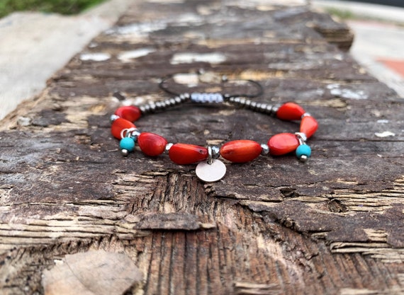 Natural Coral Bracelets Coral Gemstone Jewelry Dainty Beaded Bracelet Aegean Sea Coral Bohemian Pieces Red Coral Armcandy Gold silver Etsy