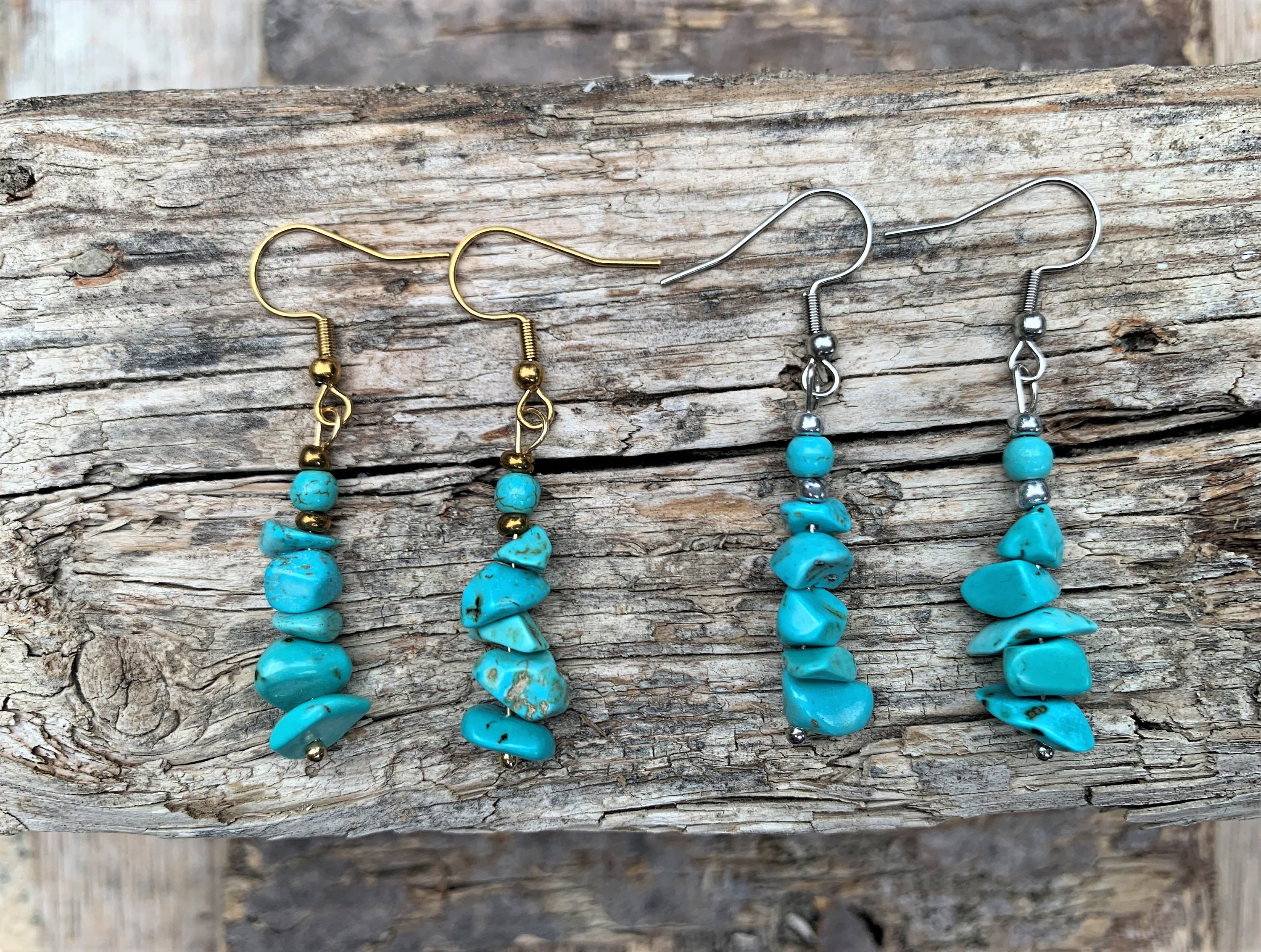 Natural Turquoise Gemstone Chip Earrings Dangle Earrings