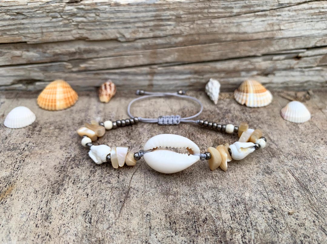 Cowrie Shell Bracelet, Natural Beach Jewelry, Handmade Boho Bracelet ...