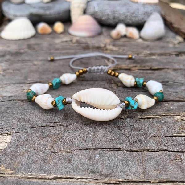 Sea shell bracelet, Aegean sea shells, natural cowrie shell Jewelry, Greek island shells, Beach Jewelry, handmade bracelet, Adjustable fit