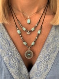 Larimar necklace, Evil eye pendant, stunning sky blue Larimar Jewelry, Stone of Atlantis, silver beaded, Double or Single, Adjustable length