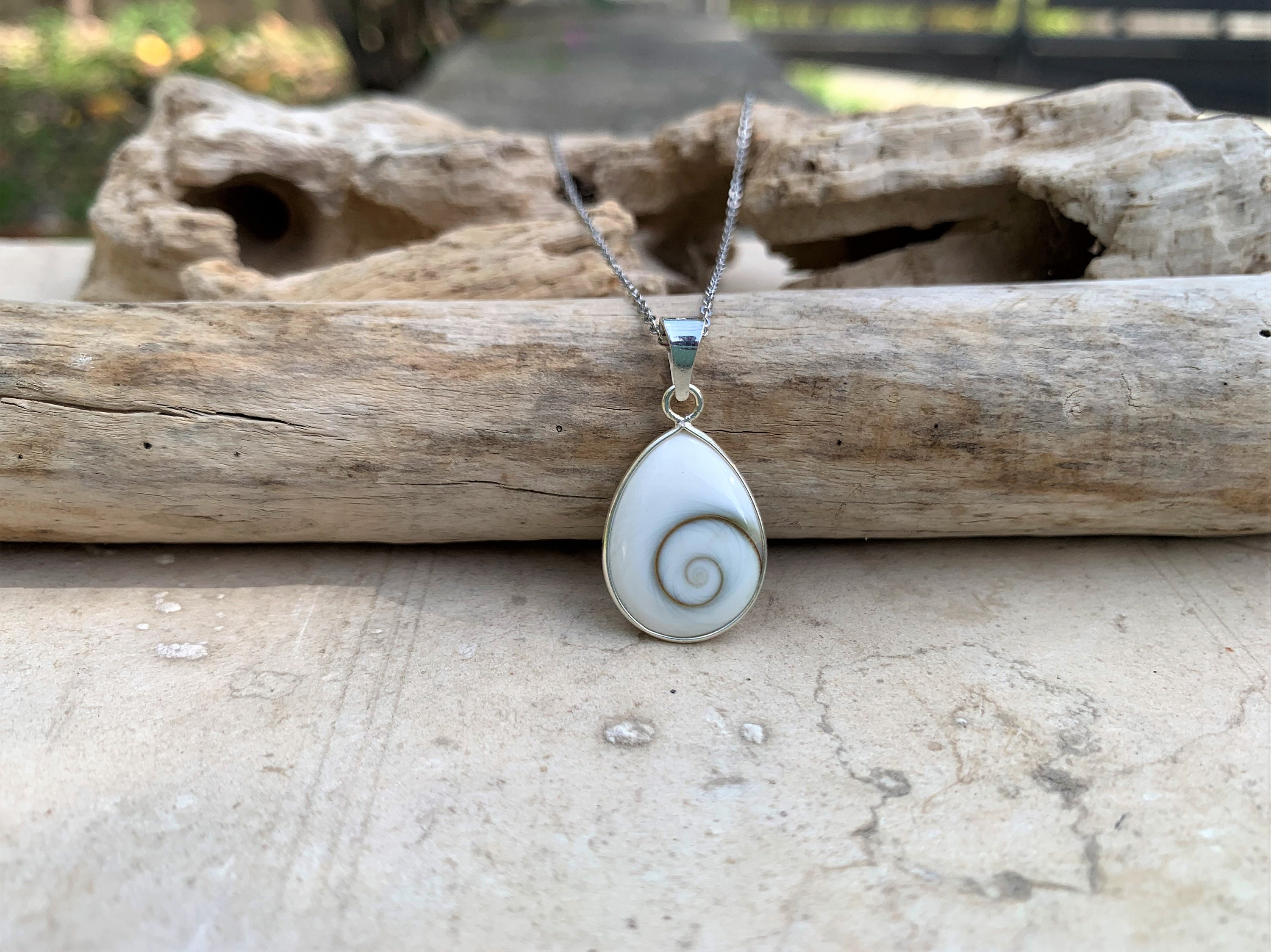 Shiva Eye Shell Necklace, 925 Silver, Aegean Sea Shell Jewelry 