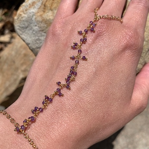 Dainty Hand Chain - Amethyst