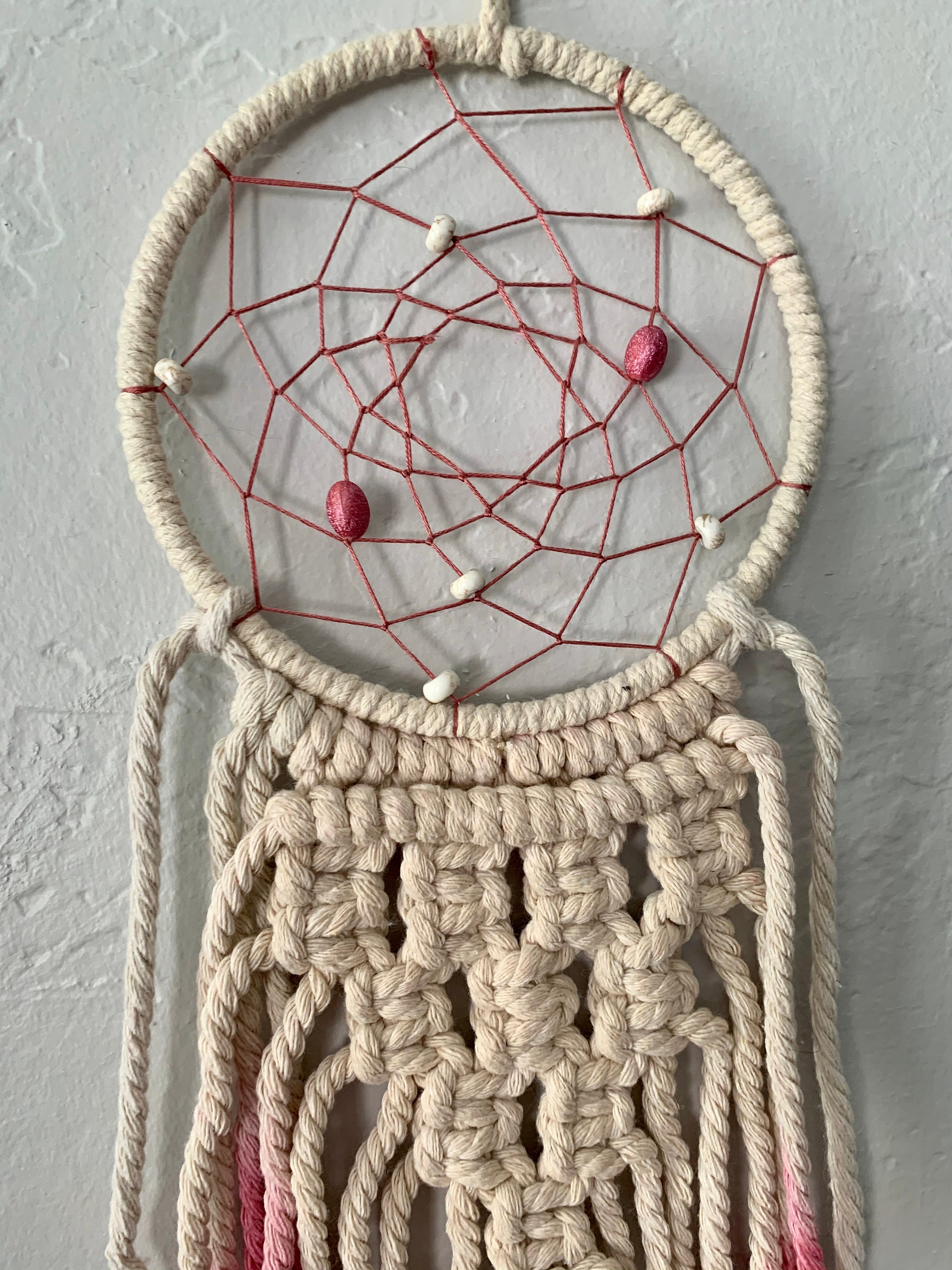 Pink Dyed Macrame Dream Catcher Etsy UK