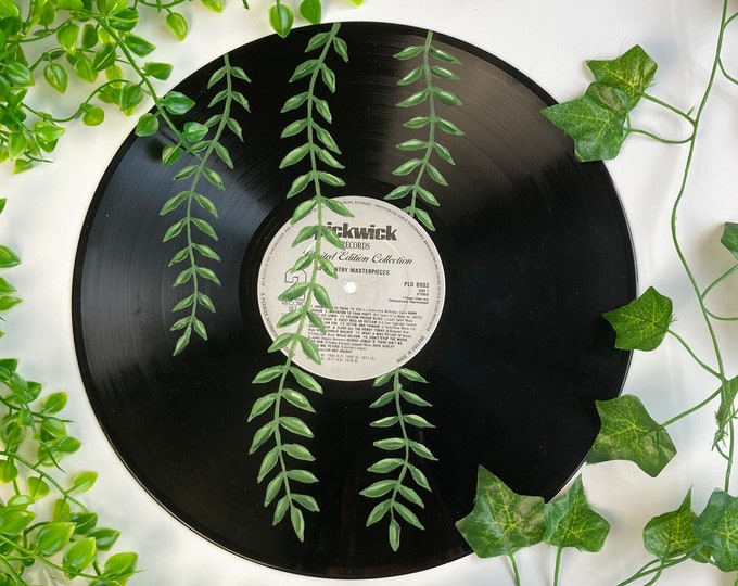 Painted Vinyl Record Plant Vine Design Handmade Vintage Wall - Etsy UK