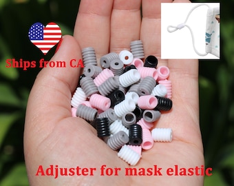 Barrel Cord lock for elastic DIY face mask/ Black/ Elastic/ Cord lock/ Adjuster/ Stop/ Stopper/ Fastener/ Sewing