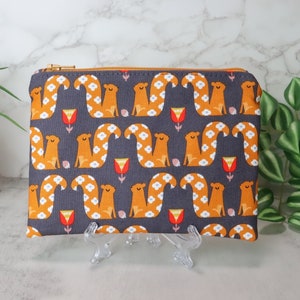 Squirrels Zipper Pouch, Coin Purse, Dashwood Studios Hibernate Fabric, Multiple Sizes, Pencil Bag, Makeup Pouch, Coin Purse