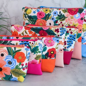 Garden Party Flat Bottom Zip Bag – Versatile Purse, Pencil Case, and Makeup Bag in Multiple Sizes | Crafted with Rifle Paper Fabrics