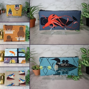 Charley Harper Zipper Pouches: Handmade Coin Purse, Makeup Bag, Pencil Case
