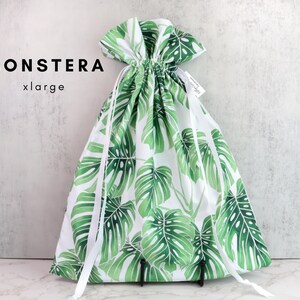 Bolsas de regalo botánicas modernas / Bolsas reutilizables con cordón, ecológicas, para amantes de las plantas, con estampados elegantes. imagen 5