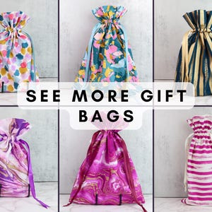 Bolsas de regalo botánicas modernas / Bolsas reutilizables con cordón, ecológicas, para amantes de las plantas, con estampados elegantes. imagen 10