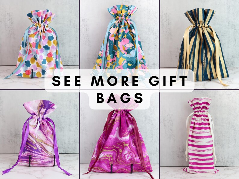 Bolsas de regalo botánicas modernas / Bolsas reutilizables con cordón, ecológicas, para amantes de las plantas, con estampados elegantes. imagen 10