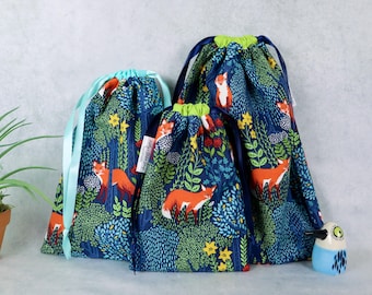 Bolsa con cordón Fox in the Woods: Envoltorio de regalo reutilizable, organizador de viaje, bolsa para libros.