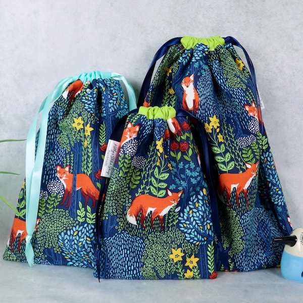 Sac à cordon Fox in the Woods : emballage cadeau réutilisable, organiseur de voyage, sac fourre-tout