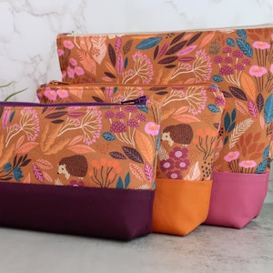 Hedgehog Flat Bottom Zip Bag: Versatile Purse, Pencil & Makeup Case