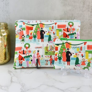 Merry Main Street Zipper Pouch – Fabric Coin Purse, Pencil Bag, Makeup Case