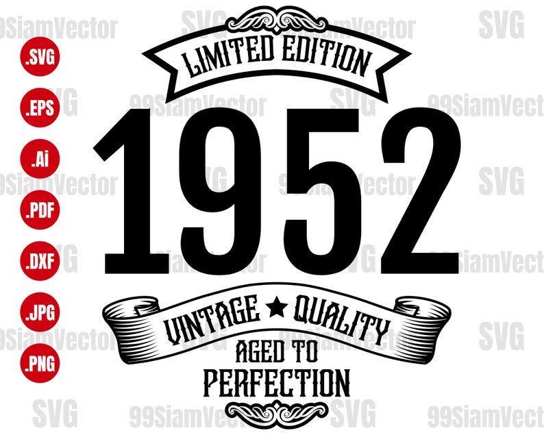 Vintage 1952 Aged To Perfection Svg Design 1952 birthday | Etsy