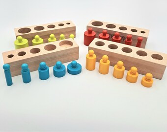 Polular wooden knobbed cylinder puzzle, perfect gift for todlers, Montessori puzzle set, fun and challenging