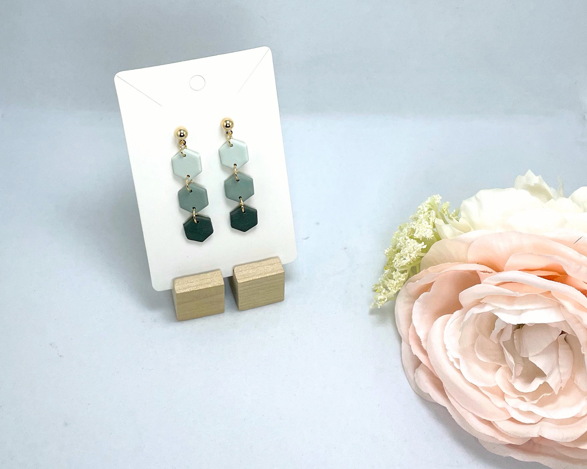 Olive Green Earrings / Handmade Olive Green & Gold Ombre Drop | Etsy