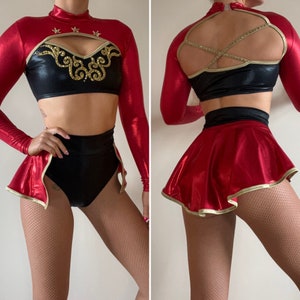 CUSTOMISABLE Centre of the Ring Two Piece - Circus Costume-  Ringmaster - Dancer, Aerialist, Performer, Handmade, Choose your colour