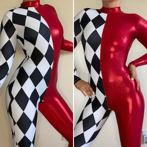 CUSTOMISABLE Two Colour Catsuit Unitard - Half and Half Costume - Dancers, Aerialists, Circus Performers, Contortionists - Choose any colour