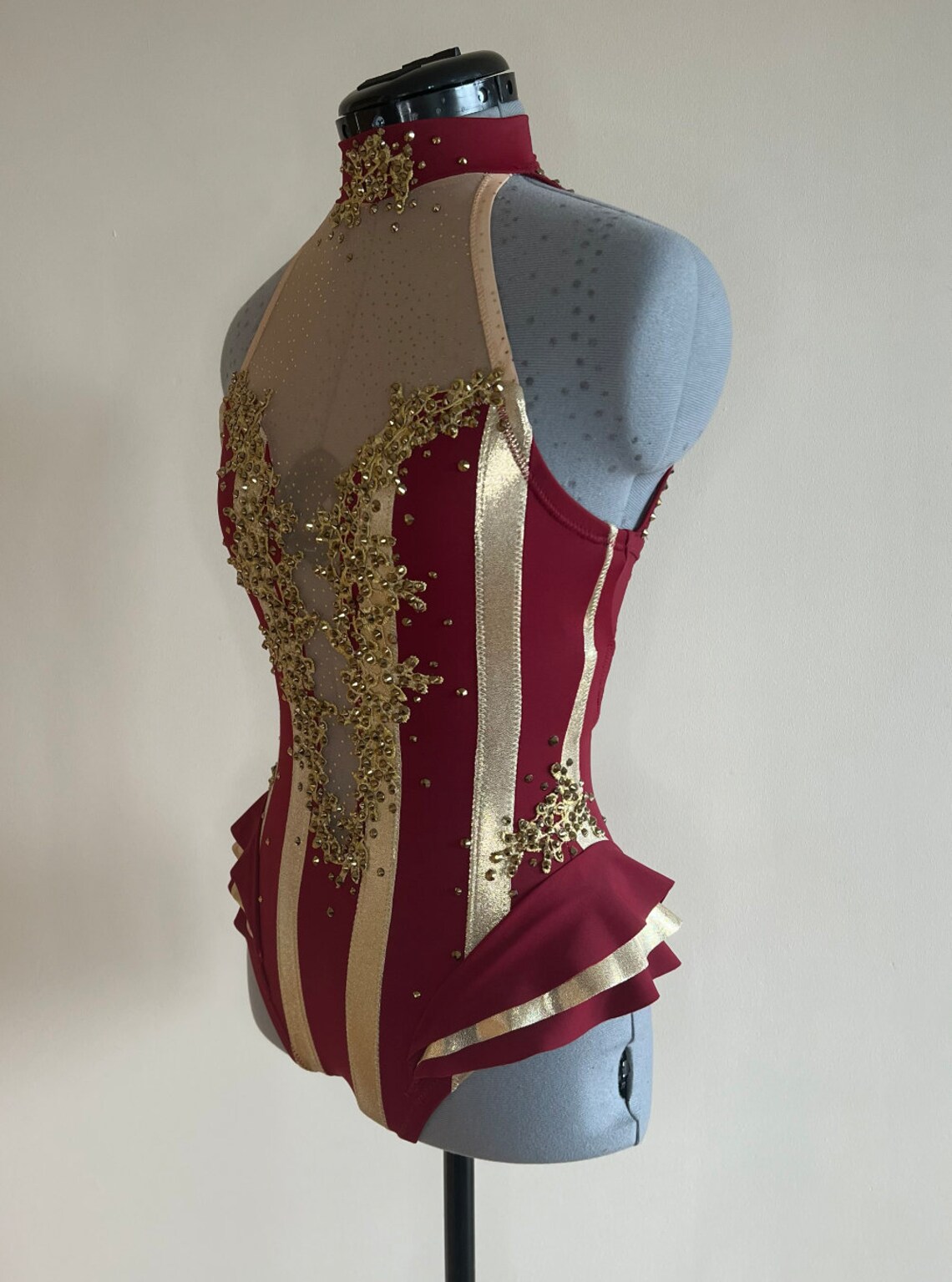 CUSTOMISABLE Striped Deep V Neck Leotard - Halterneck - Frilly Circus ...