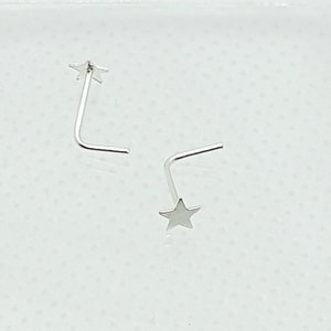 Star nose piercing 925 Sterling Silver L SHAPE Nose piercing nose stud image 4