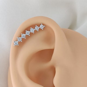 CZ Bar Top Labret piercing oorbellen, schroef terug oorbellen 316L chirurgisch staal, minimalistische sieraden, kraakbeen, oorlel, tragus